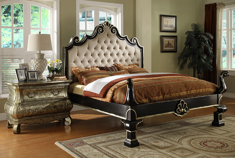 126110AS Upholstery Bed with Silver Leaf & 126020S Bombe Night Stand with Silver Leaf.jpg