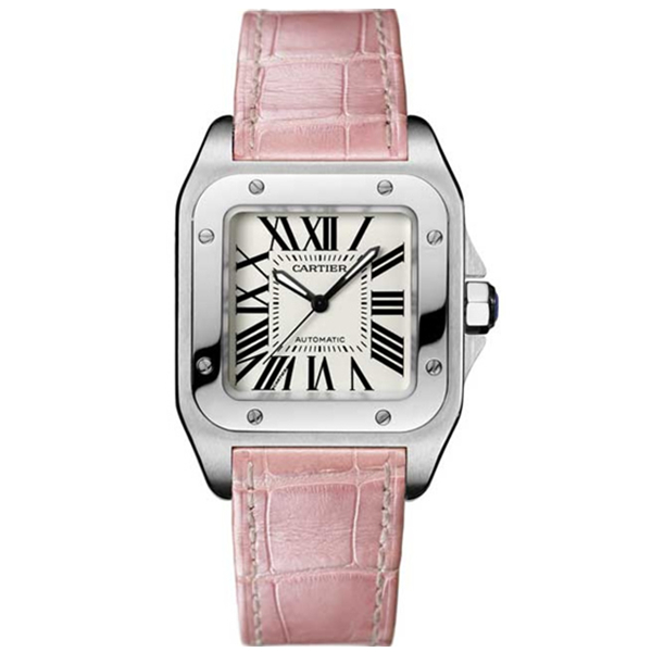 【Hbb V6厂】卡地亚山度士W20126X8 机械女表 粉色表女士手表