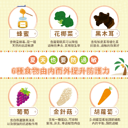 夏天也要防過敏，6種食物由內而外提升防護力！