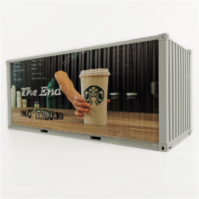 1:20创意涂鸦集装箱星巴克集装箱纸巾盒笔筒模型制作