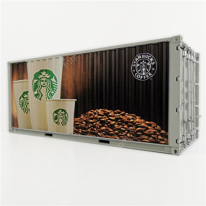 1:20创意涂鸦集装箱星巴克集装箱纸巾盒笔筒模型制作