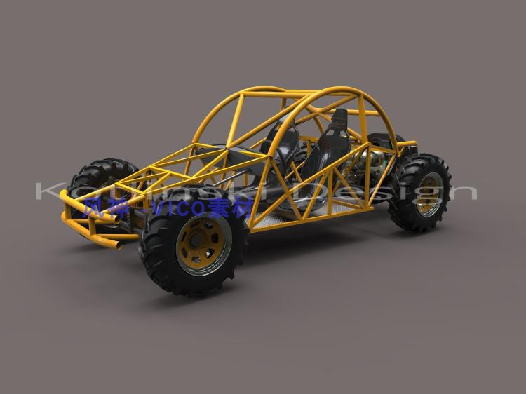 卡丁车钢架车钢管车三维模型设计图3d建模图纸stp格式