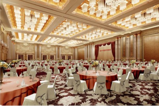 天津恒大酒店-世博宴会厅：共2838平米，长66米，宽43米