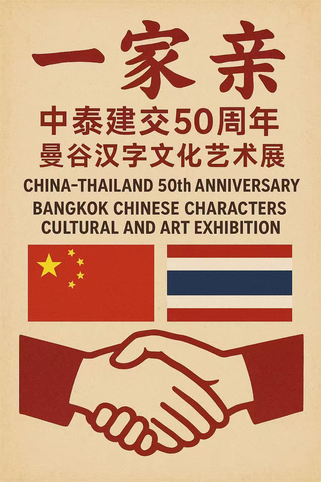 “一家亲——中泰建交50周年曼谷汉字文化艺术展”报名通知