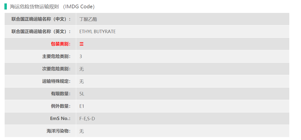3类丁酸乙酯危险品海运出口介绍