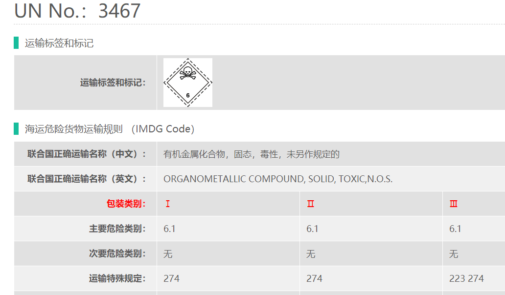 三苯基锑危险品出口