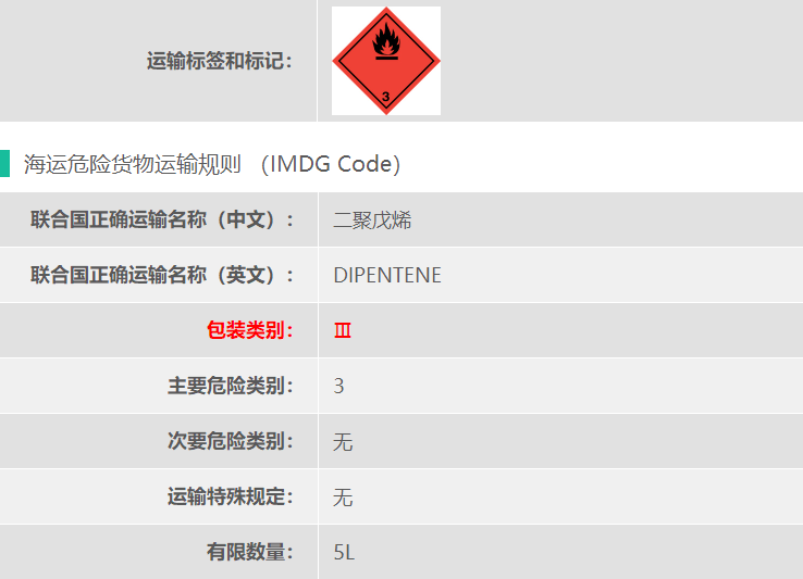 3类UN2052双戊烯海运出口
