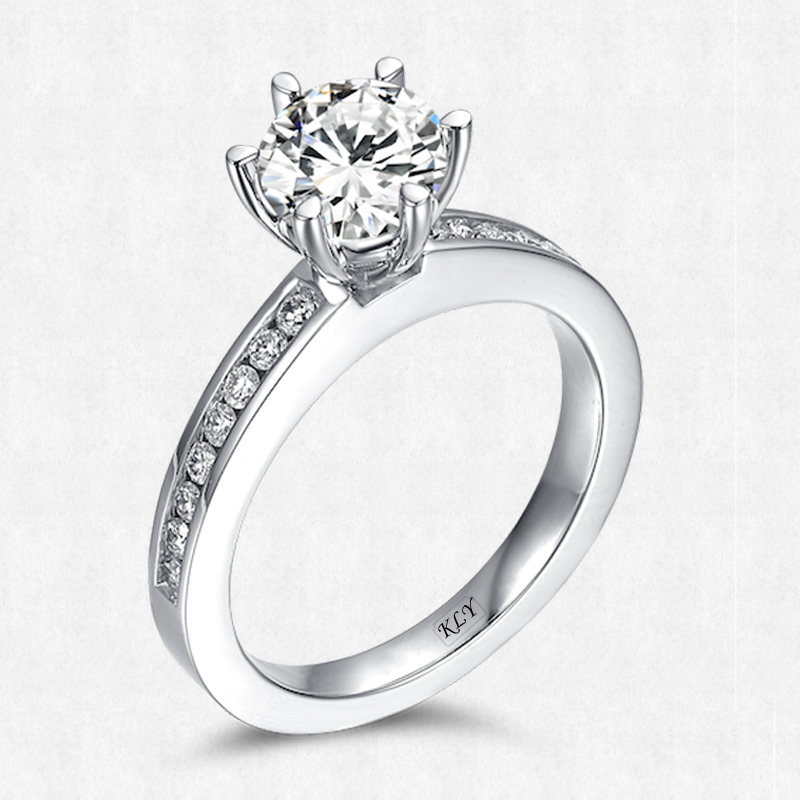 a00010克丽娅槽镶   爪钻石订婚戒指托