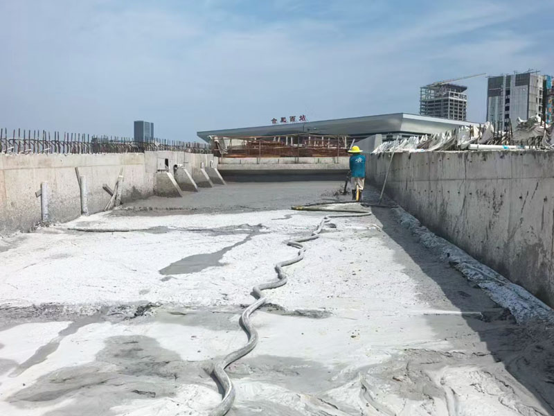 ?合肥西站進(jìn)站匝道發(fā)泡混凝土填充