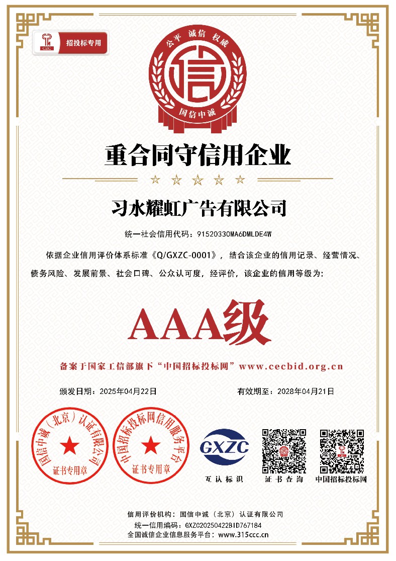 重合同守信用企業